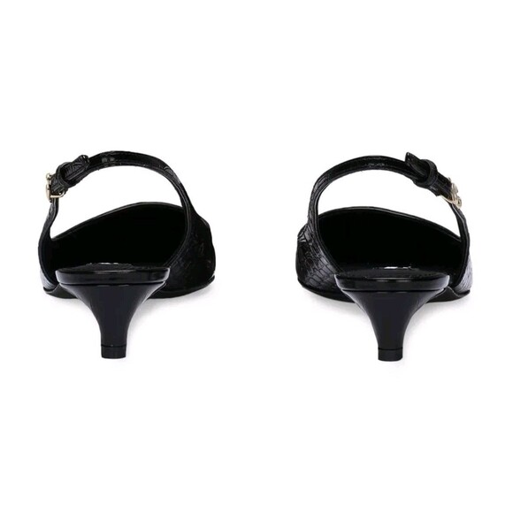 Dolce Gabbana Black Patent Croc Slingback Kitten Heel Pumps 38 US 8 DG Logo NIB - Picture 15 of 16